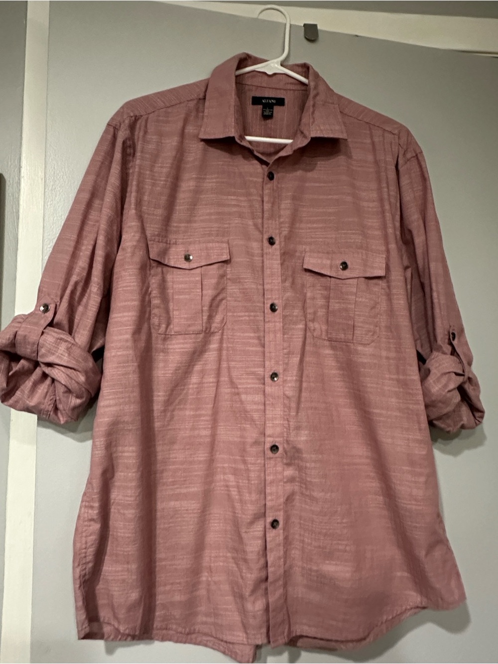 Alfani Men's Long Sleeve Button-Up Shirt in Rose